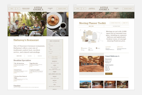 Little America Hotel Website, Restaurant and Meeting Planner